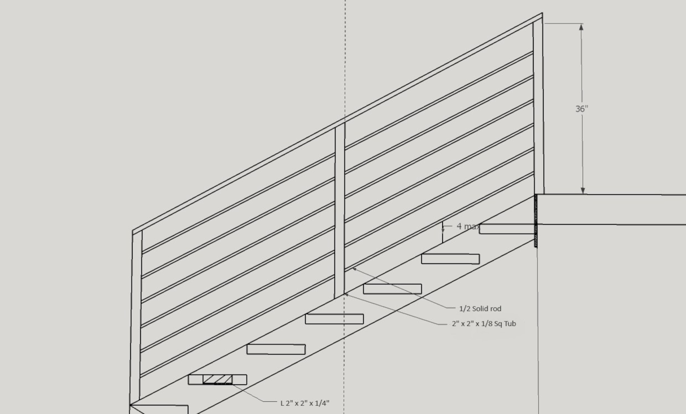 A 2d drawing of a guardrail